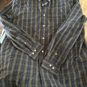 Lands' End Blue and Green Casual Button Down Shirt